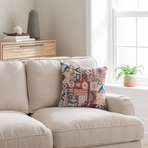 Square Cushion Cover with Zip - Red, Jacquard