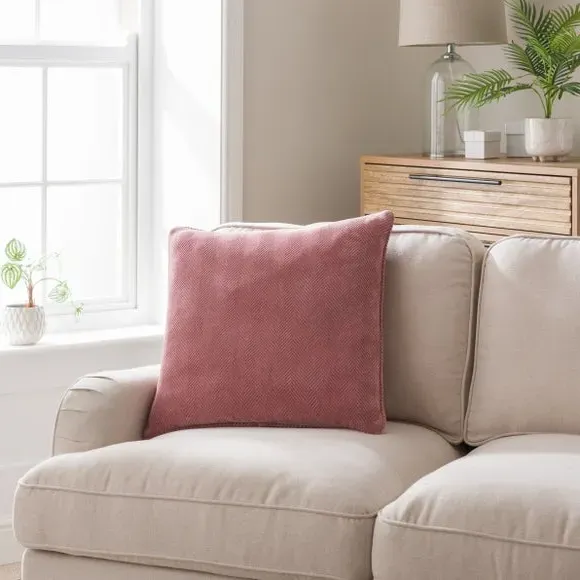Square Cushion Cover with Zip - Rose, Chenille