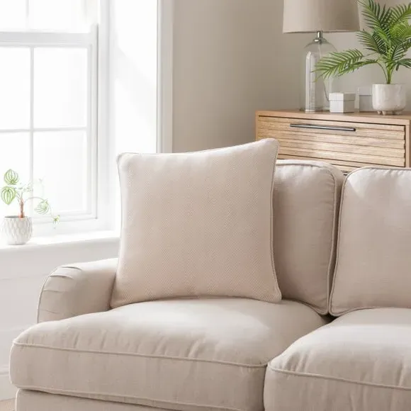 Square Cushion Cover with Zip - Sand, Chenille