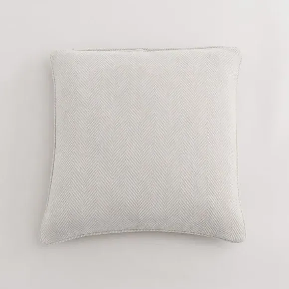 Square Cushion Cover with Zip - Silver, Chenille