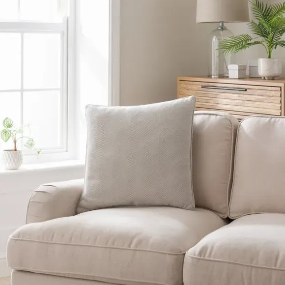Square Cushion Cover with Zip - Silver, Chenille