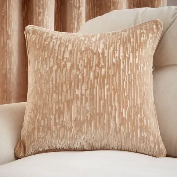 Square Cushion Cut Velvet - Champagne, Velvet