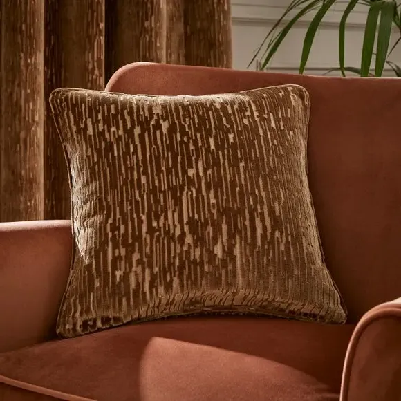 Square Cushion Cut Velvet - Chocolate, Velvet