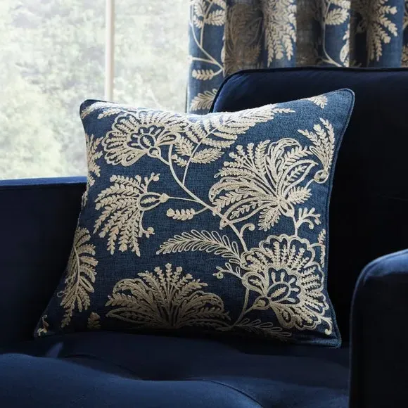 Square Cushion Embroidered - Navy, Polyester image
