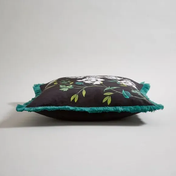 Square Cushion Floral Print - Multicolor, Velour