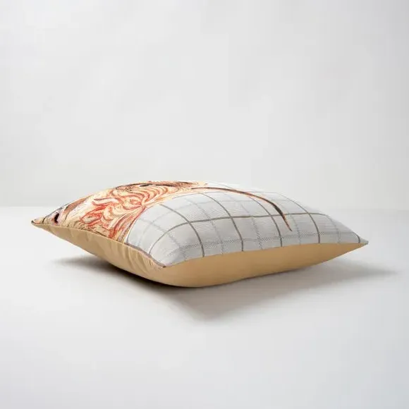 Square Cushion Highland Cow Print - White