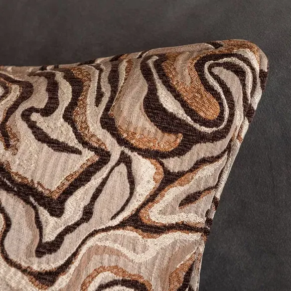 Square Cushion Marble Print - Caramel, Jacquard