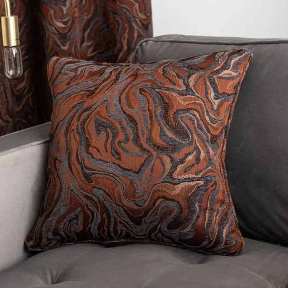 Square Cushion Marble Print - Copper, Jacquard