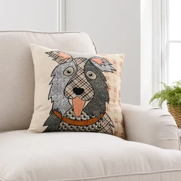 Square Cushion Patchwork Design - Multicolor image