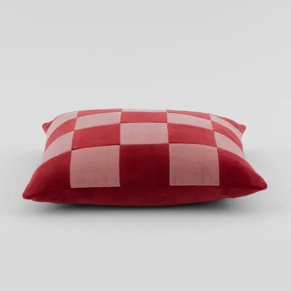 Square Cushion Patchwork Design - Pink, Velvet