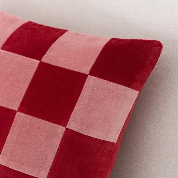 Square Cushion Patchwork Design - Pink, Velvet