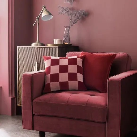 Square Cushion Patchwork Design - Pink, Velvet