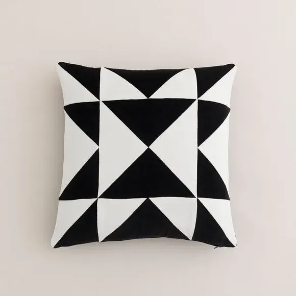 Square Cushion Triangle Patchwork - Cotton Velvet