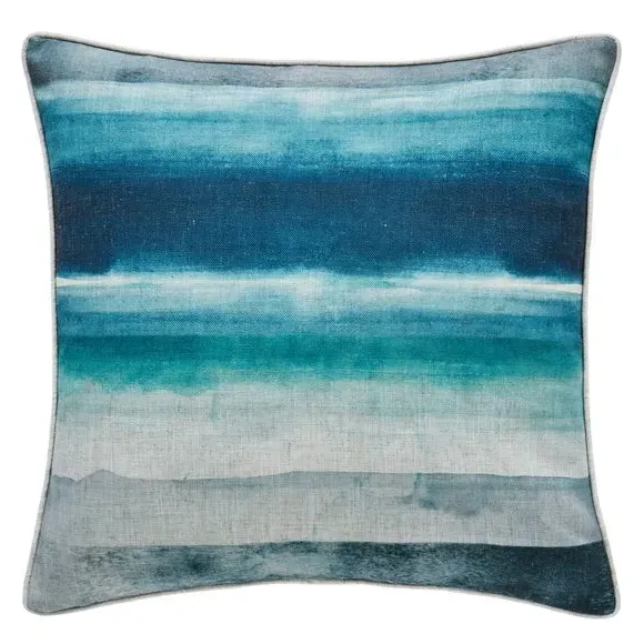 Square Cushion Watercolour Stripe - Blue, Polyester
