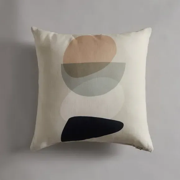 Square Cushion with Abstract Print - Multicolor