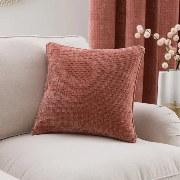 Square Cushion with Basketweave - Clay, Chenille image