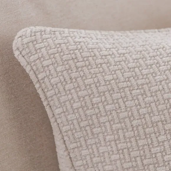 Square Cushion with Basketweave - Cream, Chenille