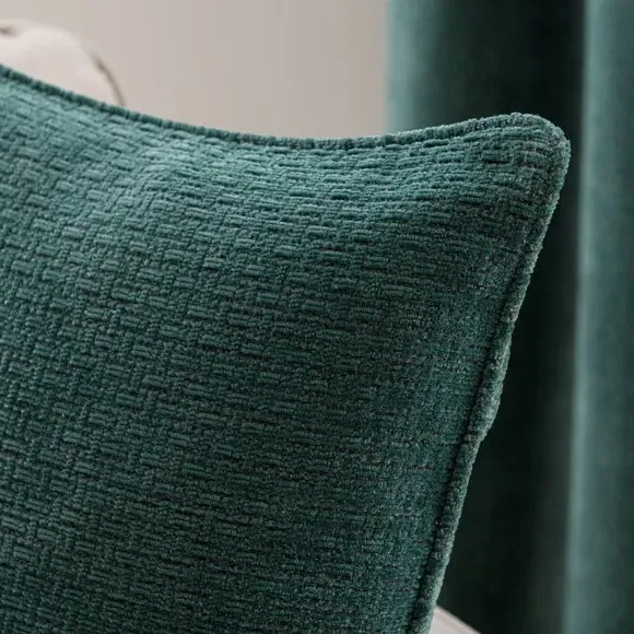 Square Cushion with Basketweave - Dark Teal, Chenille