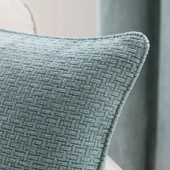 Square Cushion with Basketweave - Duck Egg, Chenille