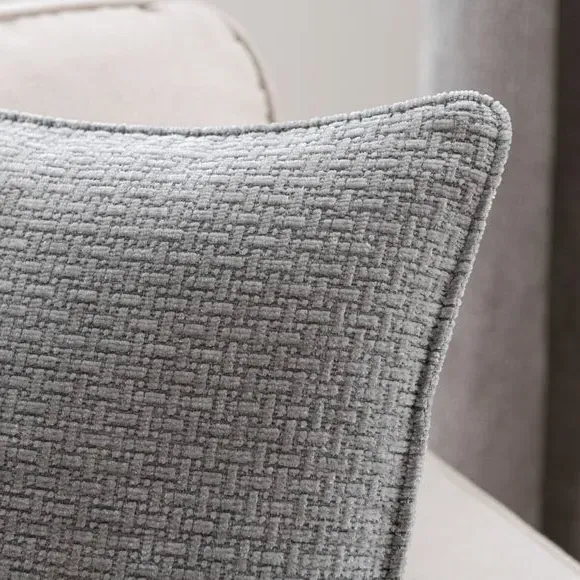 Square Cushion with Basketweave - Silver, Chenille