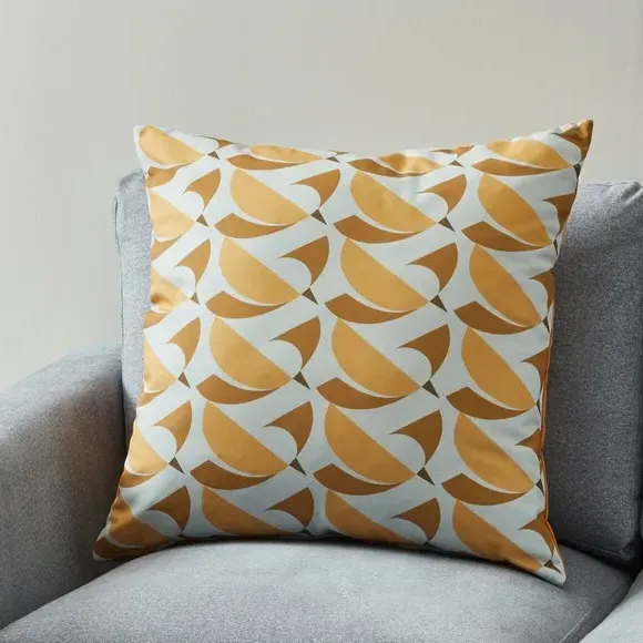 Square Cushion with Bird Print - Multicolor, Velvet