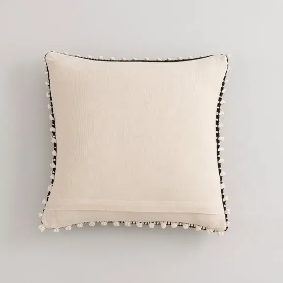 Square Cushion with Bobble Design - Black