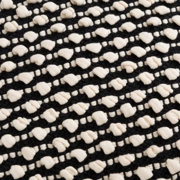 Square Cushion with Bobble Design - Black