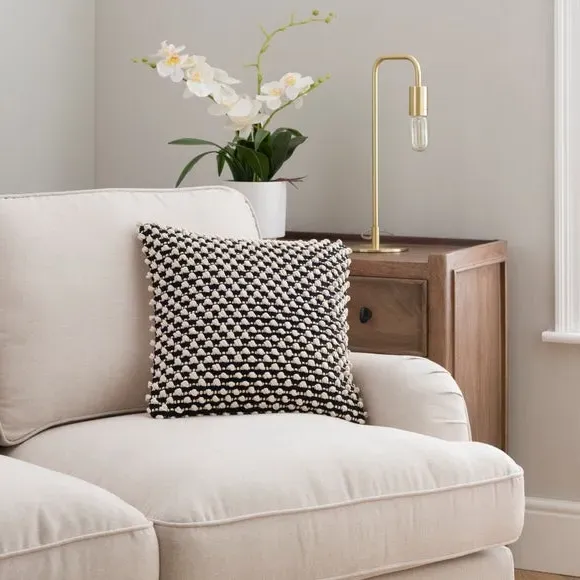 Square Cushion with Bobble Design - Black image