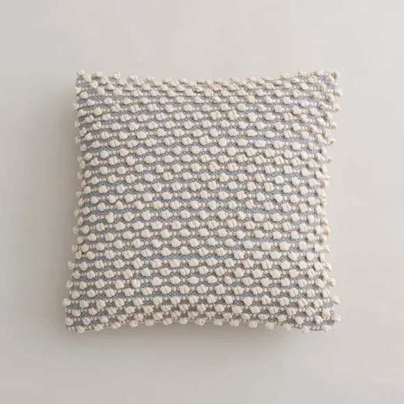 Square Cushion with Bobble Design - Duck Egg