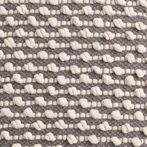 Square Cushion with Bobble Design - Grey