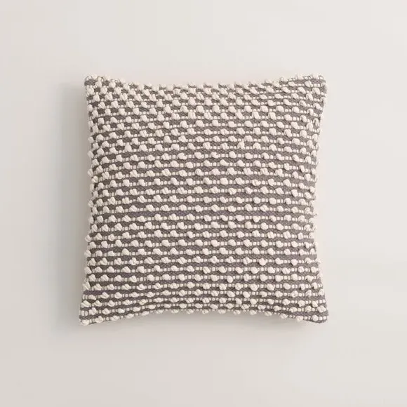 Square Cushion with Bobble Design - Grey