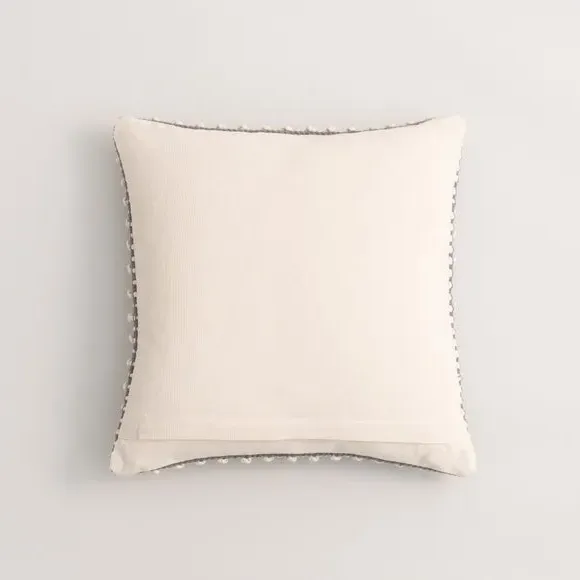 Square Cushion with Bobble Design - Grey