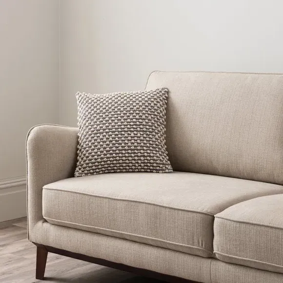 Square Cushion with Bobble Design - Grey
