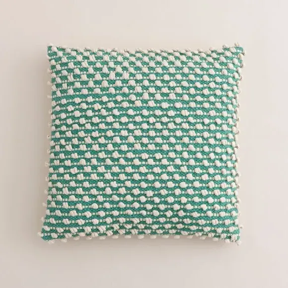 Square Cushion with Bobble Design - Jade Mist