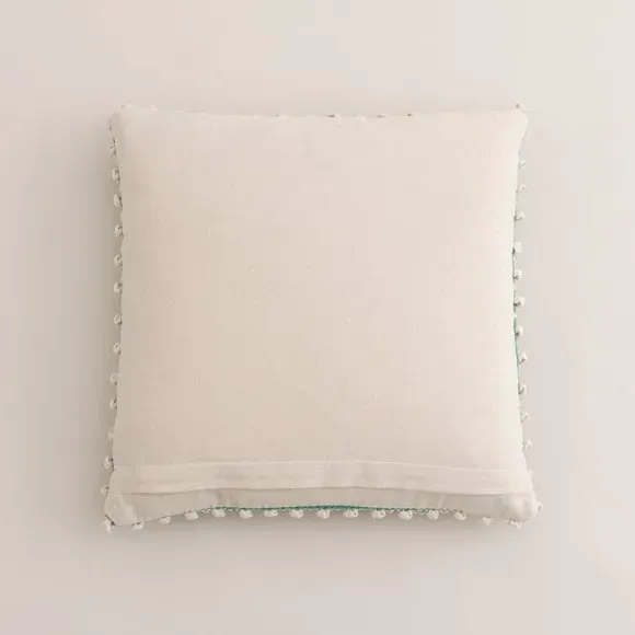 Square Cushion with Bobble Design - Jade Mist