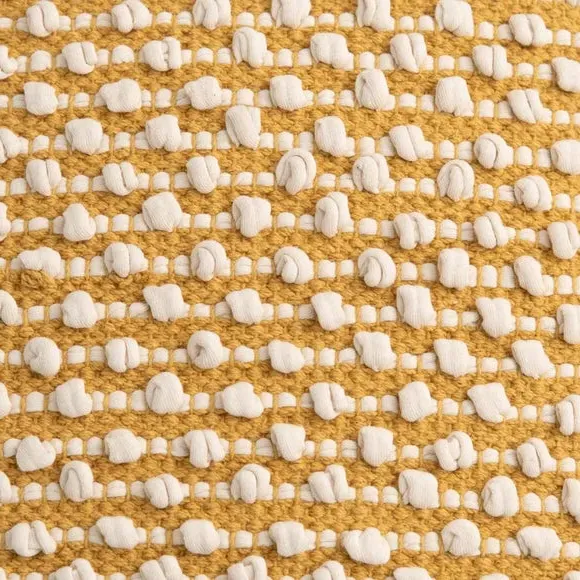 Square Cushion with Bobble Design - Ochre
