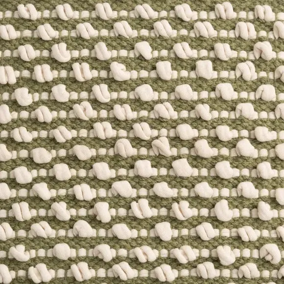Square Cushion with Bobble Design - Olive