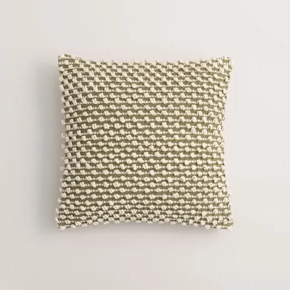 Square Cushion with Bobble Design - Olive
