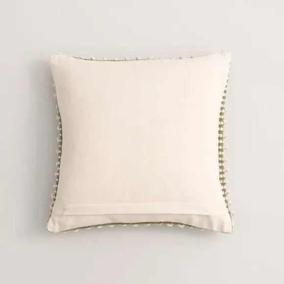 Square Cushion with Bobble Design - Olive
