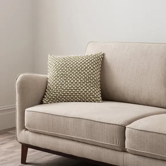 Square Cushion with Bobble Design - Olive