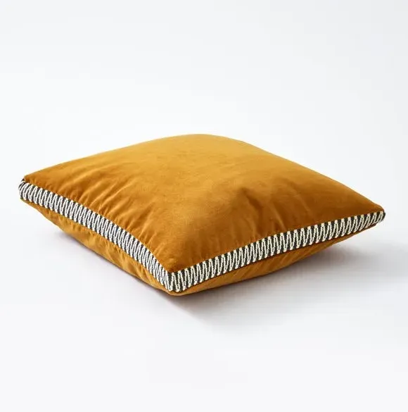 Square Cushion with Box Edge - Gold