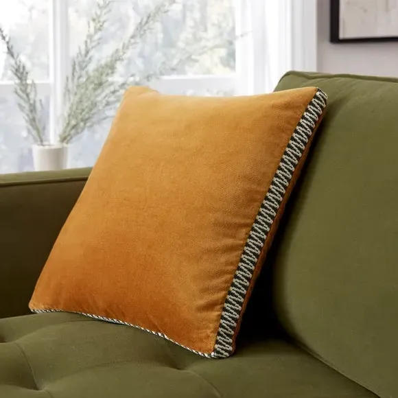 Square Cushion with Box Edge - Gold