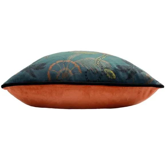 Square Cushion with Cheetah Print - Teal, Velvet
