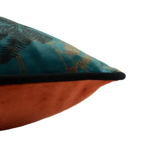 Square Cushion with Cheetah Print - Teal, Velvet