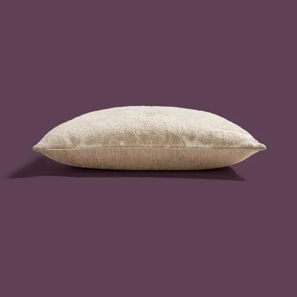 Square Cushion with Damask Print - Natural
