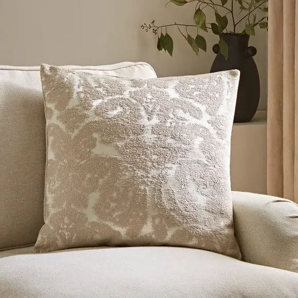 Square Cushion with Damask Print - Natural image