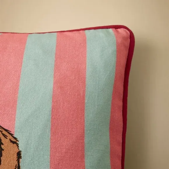 Square Cushion with Deer Print - Multicolor