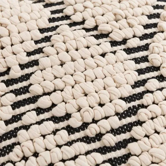 Square Cushion with Diamond Bobble - Black