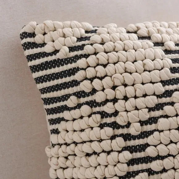 Square Cushion with Diamond Bobble - Black