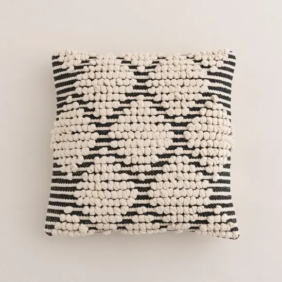 Square Cushion with Diamond Bobble - Black